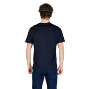 Armani Exchange men navy blue short-sleeved crew neck t-shirt made from soft cotton for casual wear