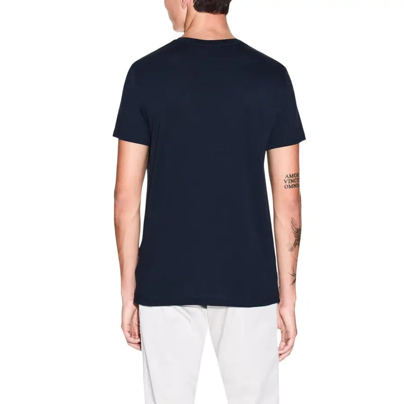 Armani Exchange men navy blue short-sleeved crew neck t-shirt made of cotton for casual wear