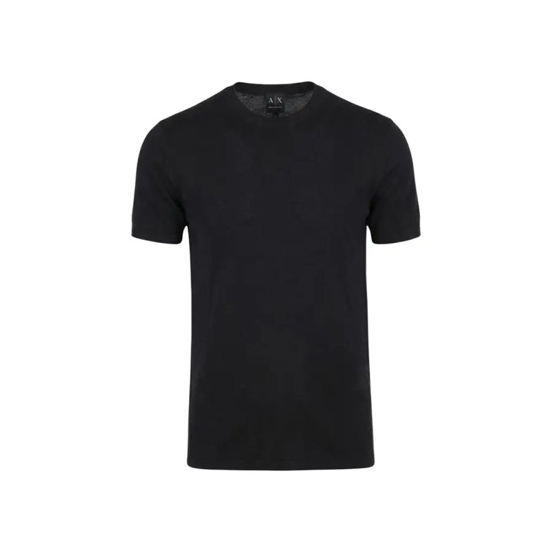 Armani Exchange Männer t-shirt Schwarzes Kurzarmshirt mit Rundhalsausschnitt aus lässigem Baumwollstoff