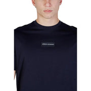Black armani exchange men t-shirt featuring a rectangular logo patch on the chest in soft cotton fabric