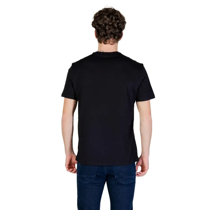 Armani Exchange Männer t-shirt mit schwarzem, kurzärmeligem Rundhalsausschnitt aus weichem Baumwollstoff