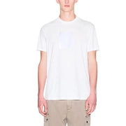 Armani Exchange Herren weißes Rundhals-T-Shirt t-shirt mit hellgrauem rechteckigem Logo auf der Brust für Freizeitkleidung