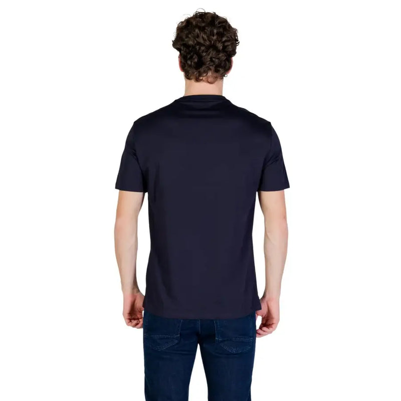 Navy blue short-sleeved crew neck cotton t-shirt for men by Armani Exchange, ideal for casual wear