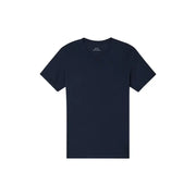 Navy blue cotton Armani Exchange men t-shirt with minimalist design and subtle brand logo at the neckline