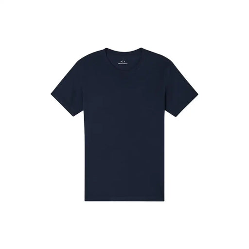 Marineblauer Baumwollstoff Armani Exchange Männer t-shirt mit minimalistischem Design und dezentem Markenlogo am Halsausschnitt