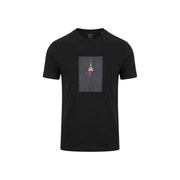 Armani Exchange schwarze Männer t-shirt mit einer rechteckigen Grafik des Empire State Buildings bei Nacht