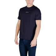 Black Armani Exchange men short-sleeved t-shirt with subtle logo patch on chest in soft cotton material