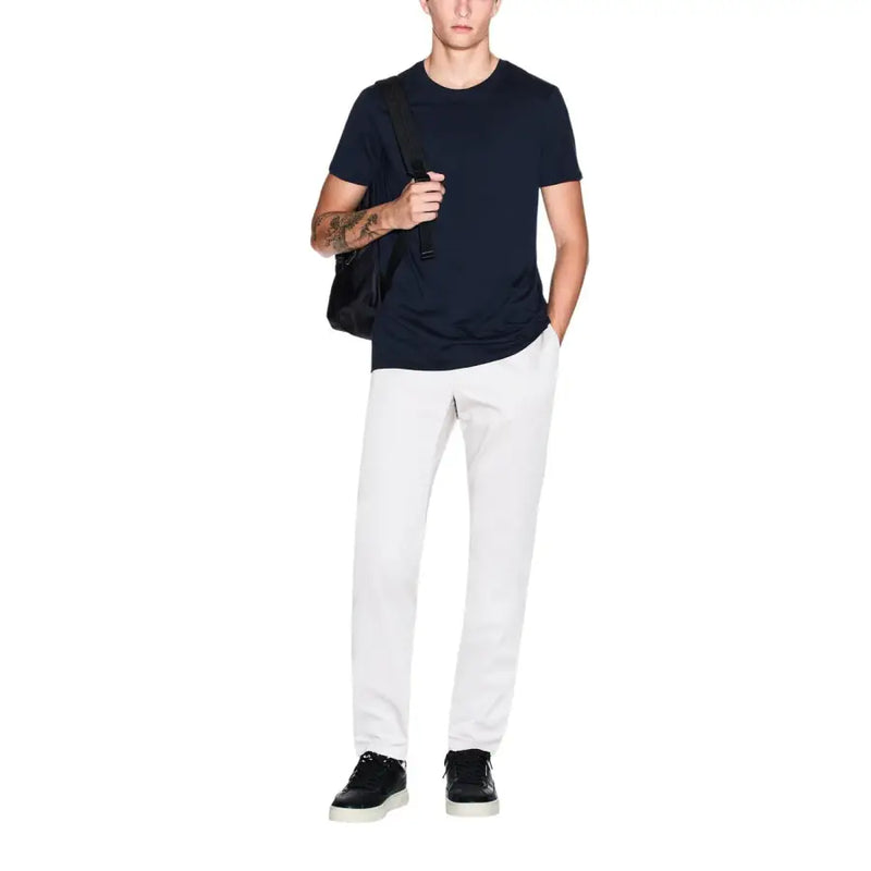 Armani Exchange men navy blue short-sleeved cotton crew neck t-shirt for casual wear