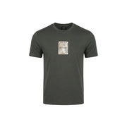 Dunkelolivgrün Armani Exchange Herren-T-Shirt mit rechteckigem Palmenblatt-Aufnäher auf der Brust, Baumwolle, Rundhalsausschnitt, XM002501