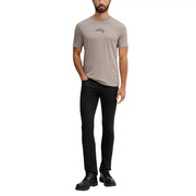 Armani Exchange men beige short-sleeved t-shirt with subtle black embroidered logo on chest in cotton material