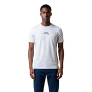 White cotton Armani Exchange men t-shirt with small black Armani Exchange logo on the chest