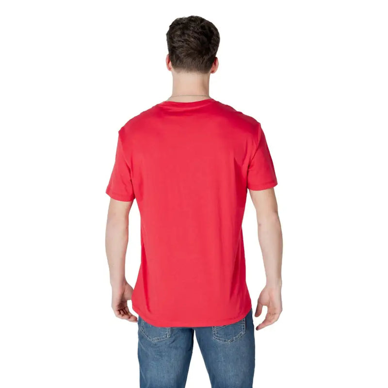 Armani Exchange men t-shirt in red featuring short sleeves and a crew neck design perfect for casual wear