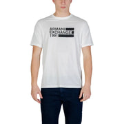 Weiß armani exchange 1991 kurzärmeliges Baumwollhemd t-shirt mit schwarzem Grafikprint für Herren von armani exchange