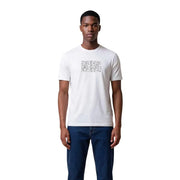 Armani Exchange Herren weiße Baumwolle t-shirt mit dezentem, sich wiederholendem Logomuster auf der Brust