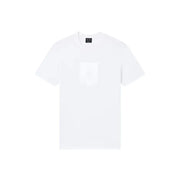 Weiß armani exchange Männer t-shirt mit einem dezenten, minimalistischen Design der Vordertasche aus weichem Baumwollmaterial