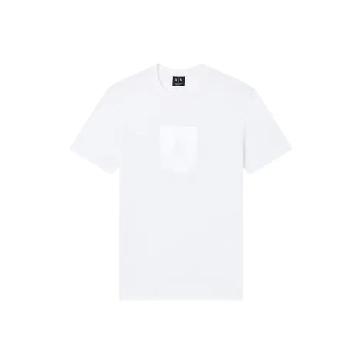 Weiß armani exchange Männer t-shirt mit einem dezenten, minimalistischen Design der Vordertasche aus weichem Baumwollmaterial