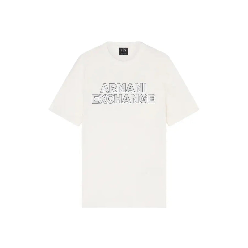 cremefarben Armani Exchange Männer t-shirt mit fett umrandet Armani Exchange Logo über der Brust