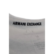 White armani exchange garment label with black embroidered branding on armani exchange men t-shirt