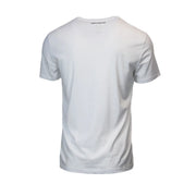 White Armani Exchange men short-sleeved cotton t-shirt with classic crew neck and subtle logo at the neckline