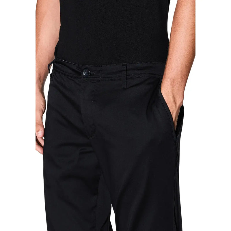 Armani Exchange men trousers in black chino with a sleek tailored fit and subtle creases for a polished look