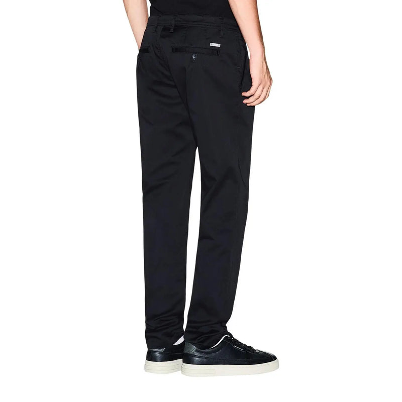 Armani Exchange men trousers black chino with sleek straight-leg cut and subtle stitching details