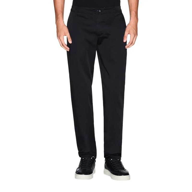 Armani Exchange men trousers black slim-fit chino with classic straight-leg cut and subtle creasing