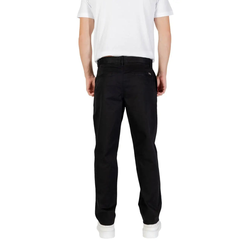 Black chino trousers by armani exchange featuring a sleek straight-leg cut and subtle stitching details