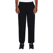 Armani Exchange men trousers black cotton joggers with drawstring waistband and tapered cuffs for casual wear