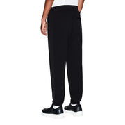 Armani Exchange men trousers black cotton joggers with relaxed fit and elastic cuffs for casual wear