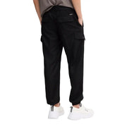 Armani Exchange men trousers black cargo pants with elastic waistband and multiple pockets for casual wear