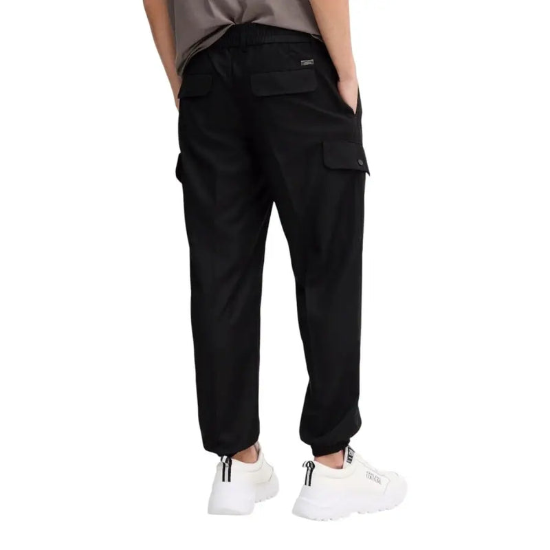 Armani Exchange men trousers black cargo pants with elastic waistband and multiple pockets for casual wear
