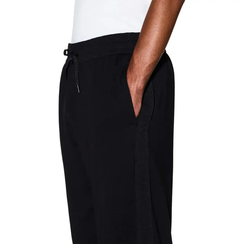 Armani Exchange men trousers black athletic pants with drawstring waistband and side seam detailing