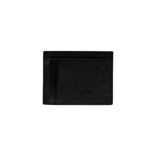 Armani Exchange Herren-Geldbörse, schwarz, strukturiert, Kartenhalter mit dezentem, geprägtem Logo auf der Vorderseite