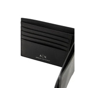 Black leather card holder with embossed a|x armani exchange logo from armani exchange men wallet collection