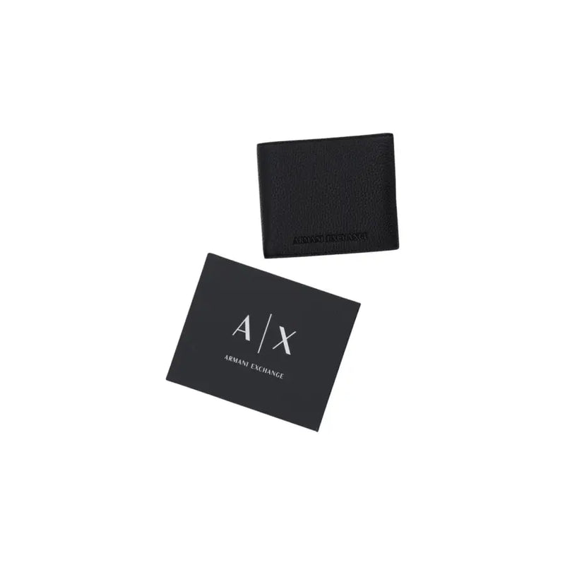 Schwarz Armani Exchange Herren-Geldbörse mit strukturierter Lederoberfläche, zweifach gefaltetes Design für den täglichen Gebrauch