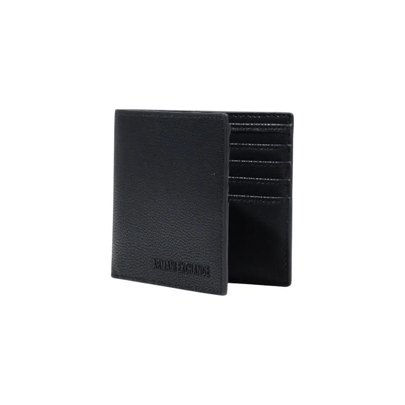 Armani Exchange men wallet in black leather with textured surface and multiple card slots for organized storage