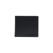 Black leather Armani Exchange men wallet with embossed logo showcasing the back side of the product