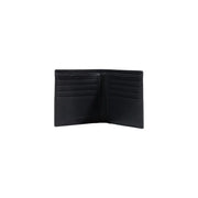 Armani Exchange men wallet in black leather with textured finish and multiple card slots bi-fold design