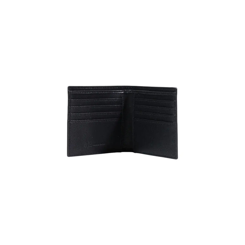 Armani Exchange men wallet in black leather with textured finish and multiple card slots bi-fold design