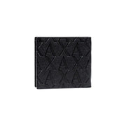 Armani Exchange men wallet in black textured leather with embossed repeating axa logo pattern