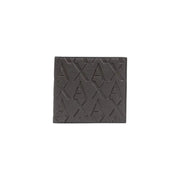 Dark gray textured Armani Exchange men wallet with embossed repeating axa logo pattern for stylish everyday use
