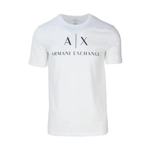 White short-sleeved Armani Exchange cotton crew neck T-shirt for men