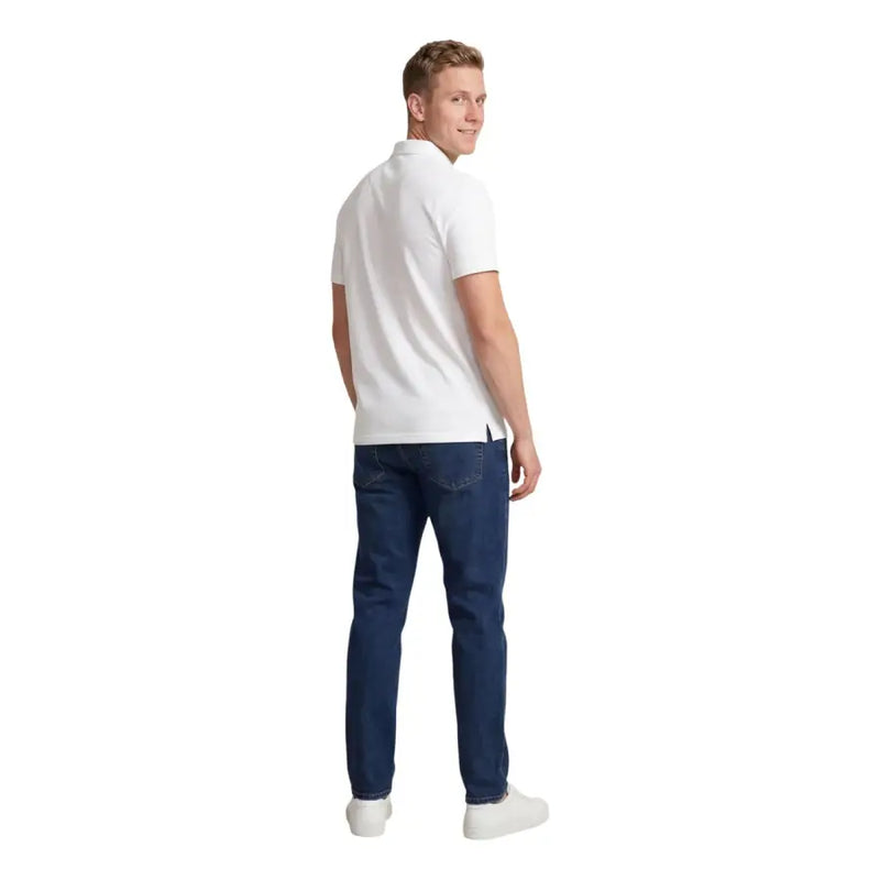 Armani Exchange men white cotton short sleeve polo shirt with classic collar and neatly stitched seams