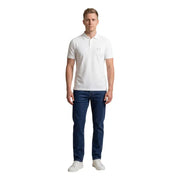 Armani Exchange men white cotton short sleeve polo shirt with a subtle embroidered logo on the left chest