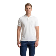 Armani Exchange men white cotton short sleeve polo shirt with subtle logo on the left chest