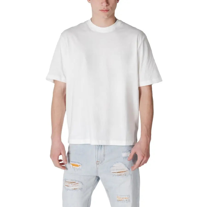 White cotton short sleeve crew neck t-shirt from Armani Exchange for men