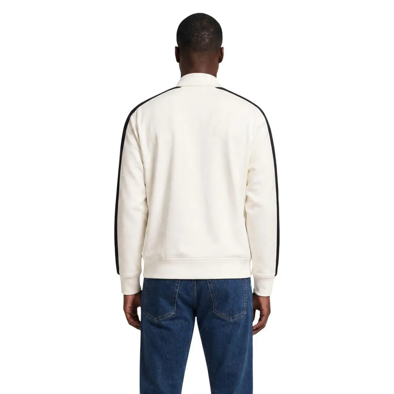 couleur crème Armani Exchange Sweat-shirt blanc en coton pour homme avec poche et bandes latérales noires, style veste de survêtement