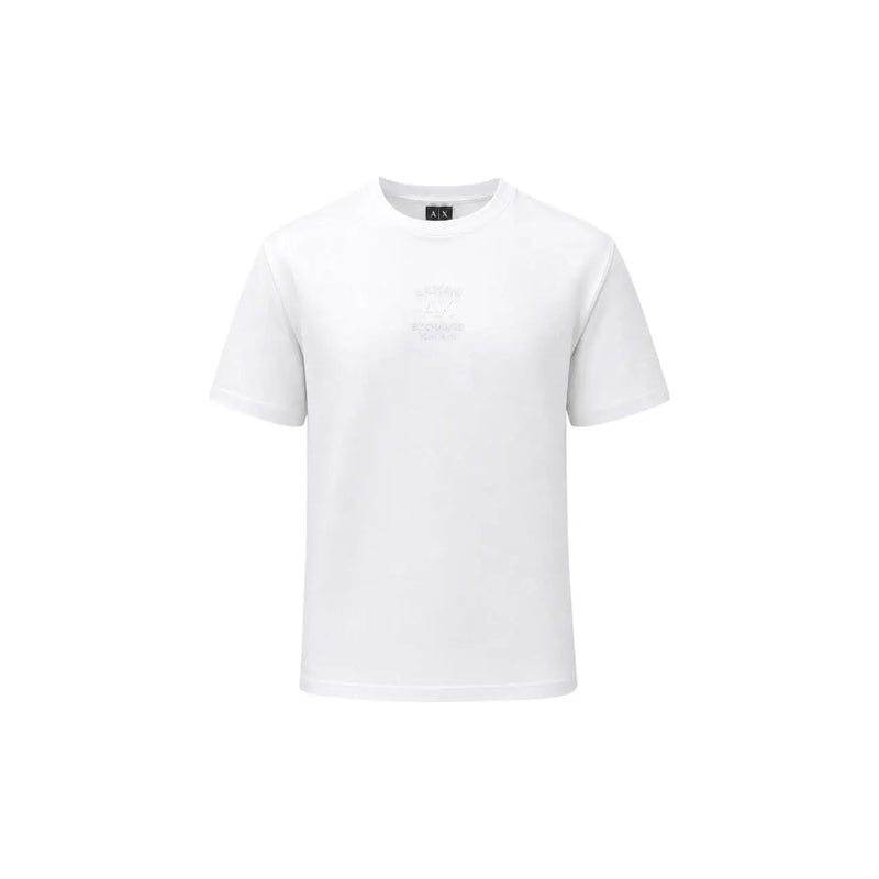 Armani Exchange men white cotton t shirt with short sleeves and subtle logo on the chest