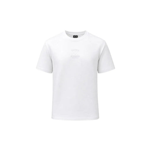 Armani Exchange men white cotton t shirt with short sleeves and subtle logo on the chest