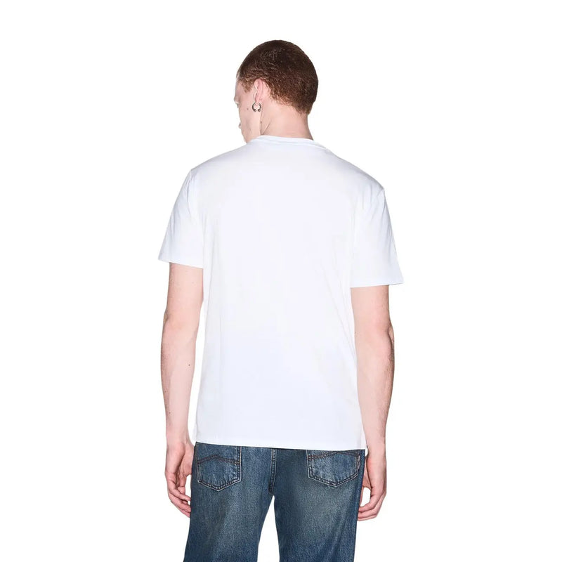 Armani Exchange men white cotton t shirt with simple crew neck and short sleeves front view